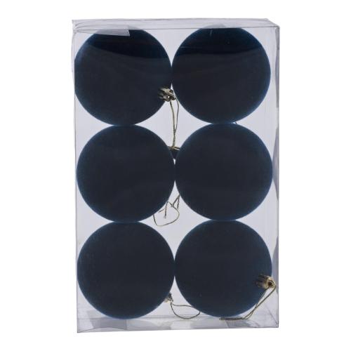 Navy Blue 8cm Christmas Ball Ornamets, Set of 6