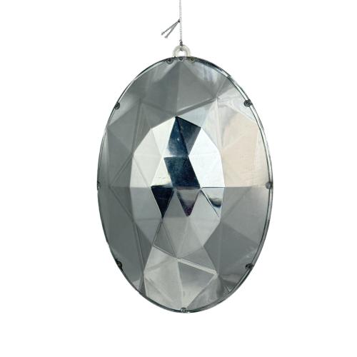 Silver Round Christmas Ornament Gem
