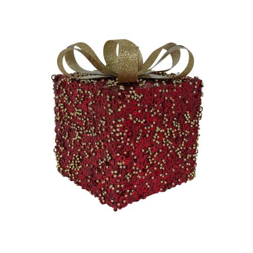 Red Glitter Christmas Gift Box, 12cm