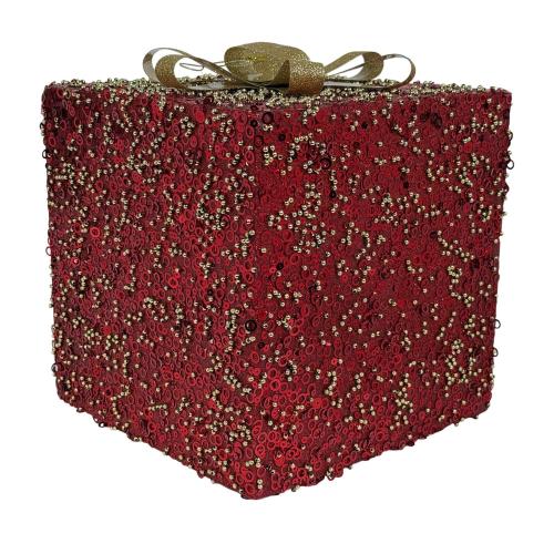 Red Glitter Christmas Gift Box, 20cm