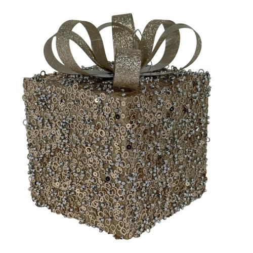 Champagne Glitter Christmas Gift Box, 12cm