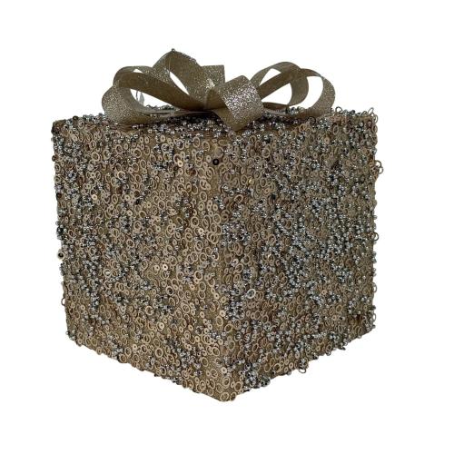 Champagne Glitter Christmas Gift Box, 15cm