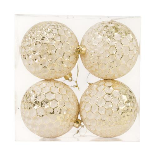 CHRISTMAS ORNAMENTS GOLD 4PC BALL