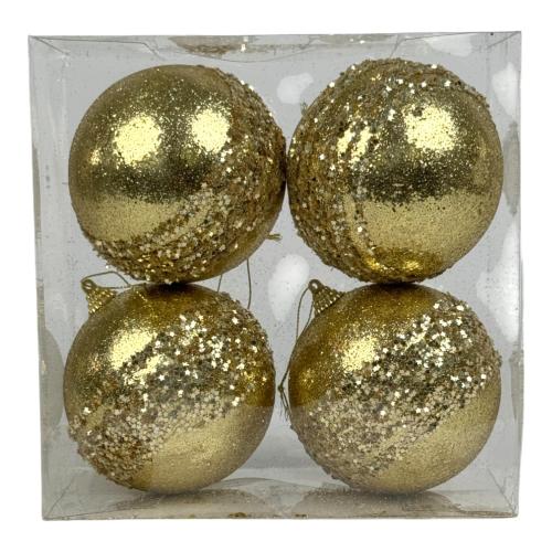 CHRISTMAS ORNAMENTS GOLD 4PC BALL