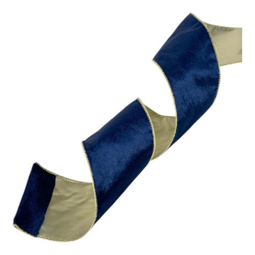 CHRISTMASN RIBBON NAVY & GOLD 10CM X 9