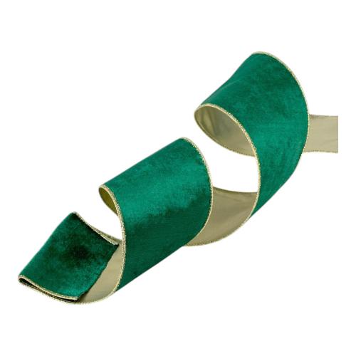 CHRISTMAS RIBBON GREEN & GOLD 10CM X 9