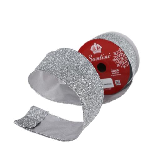 Silver Christmas Ribbon, 6.3cm
