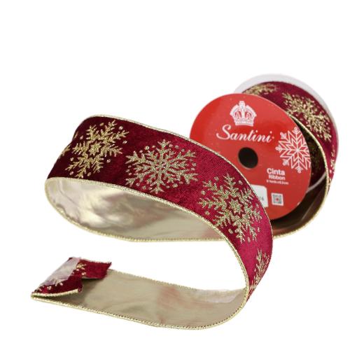 Burgundy & Gold Christmas Ribbon