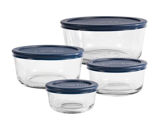 ANCHOR HOCKING 8pc ROUND GLASS STORAGE W/LID