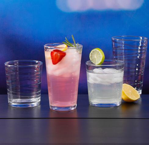 GLASSWARE SET 16pc TUMB/DOF SWIRL