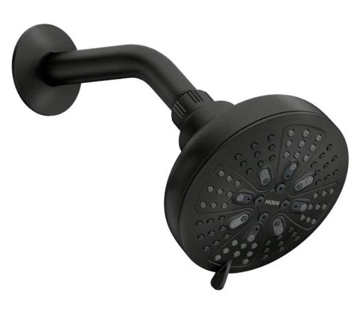 Moen Hydro Energetix Showerhead, 8-Spray Function, Matte Black