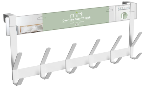 Matte White Over The Door Hanger, 12 Hooks