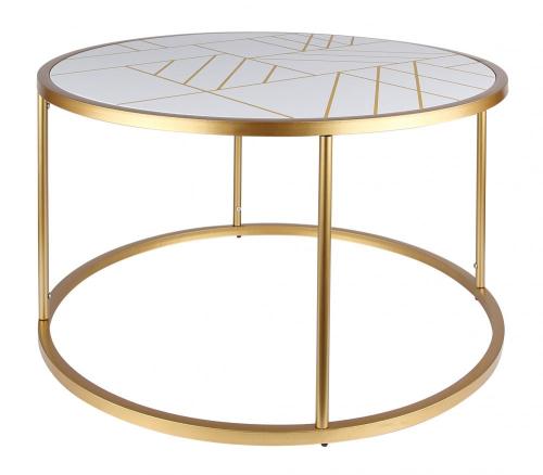 COFFEE TABLE HARLO GLD/WHT 32x32