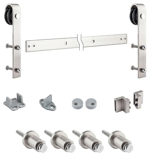 National Hardware N700-002 Interior Barn Door Kit, Steel, Satin Nickel, For: 1-3/8 in and 1-3/4 in THK Single Doors