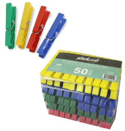 Plastic Clothespins, 50 Count