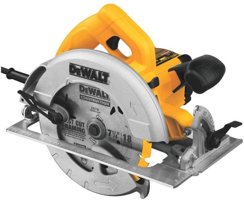 DEWALT DWE575 Circular Saw, 15 A, 7-1/4 in Dia Blade, 2 in at 45 deg, 2.55 in at 90 deg D Cutting, 5/8 in Arbor