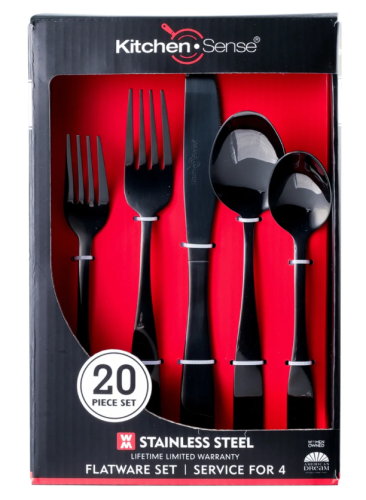 20 Piece Stainless Steel Flatware Set, Black