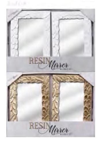 MIRROR 2PC ISLAND RESIN GLD&WHT