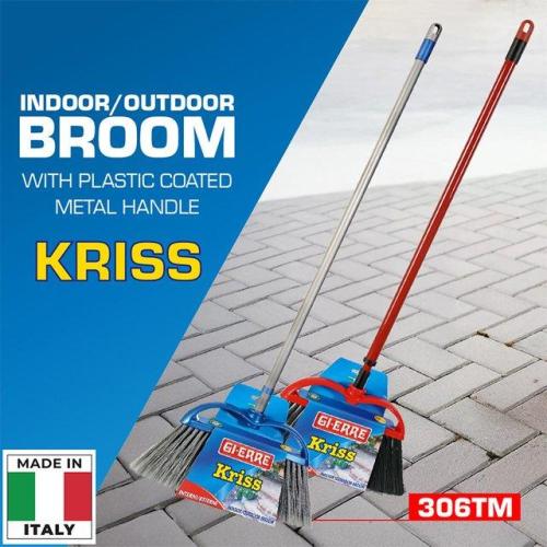 Kriss Tall Broom Indoor/Outdoor With Plastic Coated Metal Handle