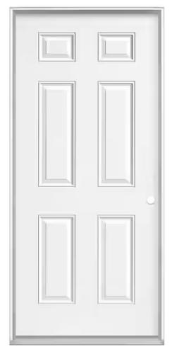 DOOR 36" EXT 1 BORE 6PNL STEEL LH PH