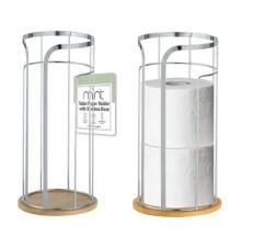 TOILET PAPER HOLDER CHROME W/BAMBOO BASE