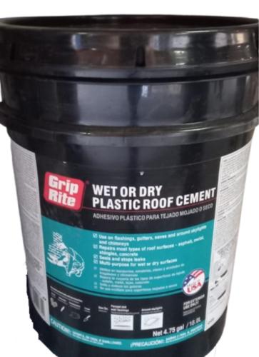 Grip Rite Wet or Dry Plastic Roof Cement, 5 GAL