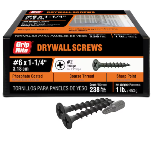 6X1-1/4" PH DRYWALL SCREWS 1LB
