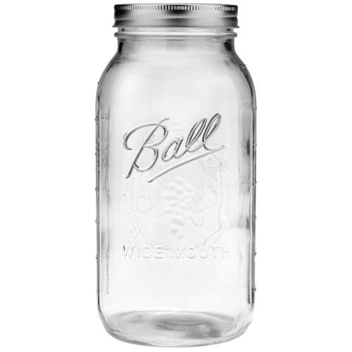 Ball 2213524 Mason Jar, Wide Mouth, 64 oz, Glass, Includes: Metal Lid