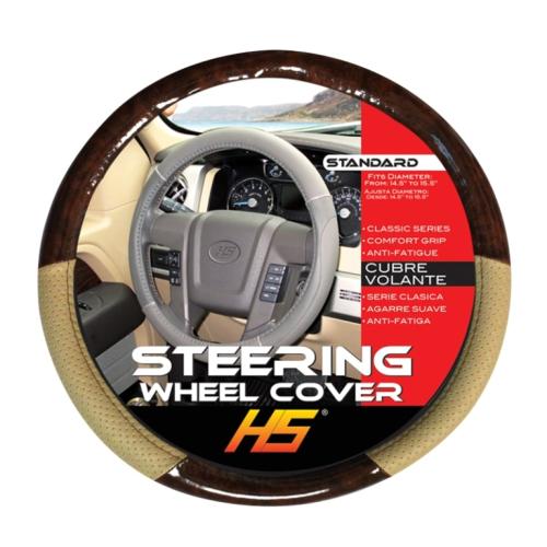 Steering Wheel Cover, Wood & Tan