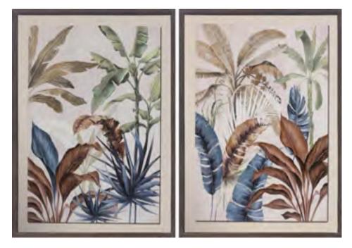 FRAMED ART RAISED 2 LAYER HAND THE TROPICS 20.5X28.5