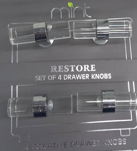 KNOB PULL HANDLE CRYST GLASS 4PC