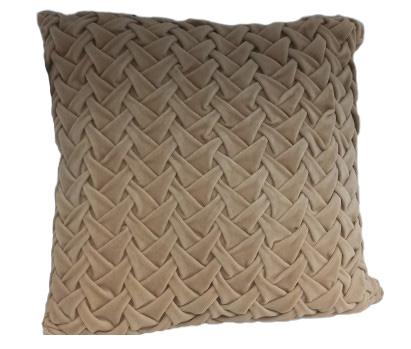 PILLOW SQ CROSS VELVET LATTE 18x18