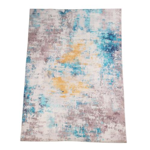 RUG FAUX CASHMERE AQUA, GREY,YELLOW MULTI