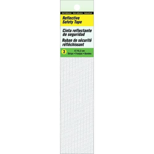 Hy-Ko TP-3WH Self-Adhesive Reflective Safety Tape, 6 in L, 1 in W, Vinyl Backing, White