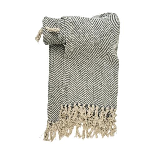 Grey Tufted Throw Blanket