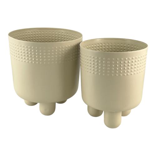 Cream Metal Planter Set