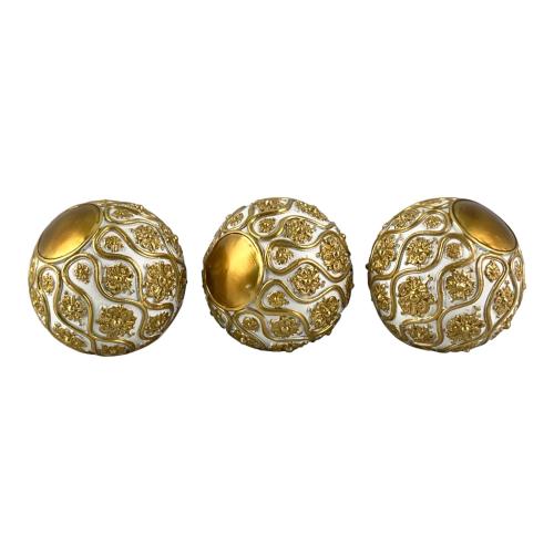 SPHERES GOLD & WHITE 3PC DEEPLY GOLD