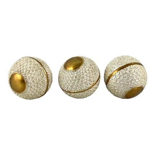 SPHERES WHITE & GOLD 3PC DEEPLY GOLD
