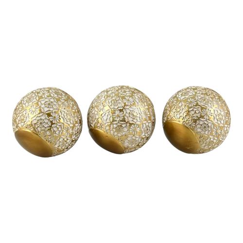 SPHERES GOLD & WHITE CRACK 3PC DEEPLY GOLD