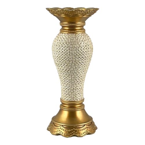CANDLE HOLDER SM WHITE & GOLD DEEPLY GOLD