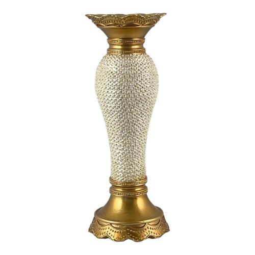 CANDLE HOLDER LG WHITE & GOLD DEEPLY GOLD