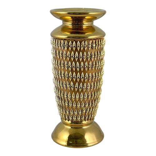 CANDLE HOLDER GOLD BEAD LG DEEPLY GOLD