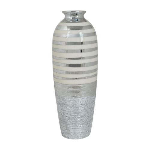 VASE DECOR SILVER & WHITE
