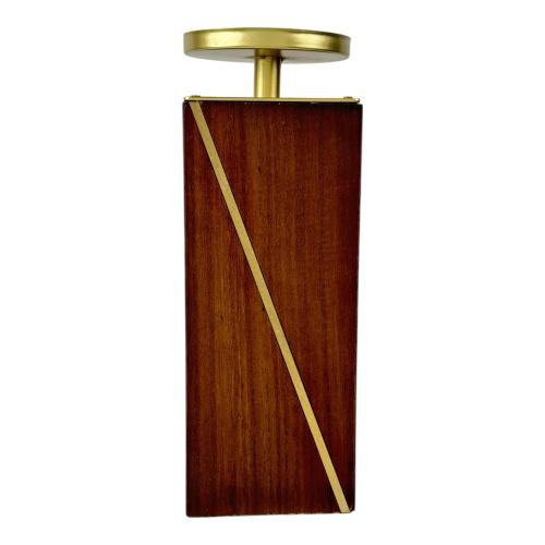 CANDLE HOLDER WOOD W/GOLD ACCENTS