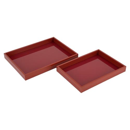 TRAYS 2PCS RED RECTANGLE BAUHAUS