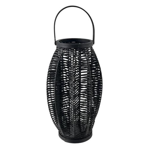 LANTERN MED W/GLASS RATTAN BAUHAUS