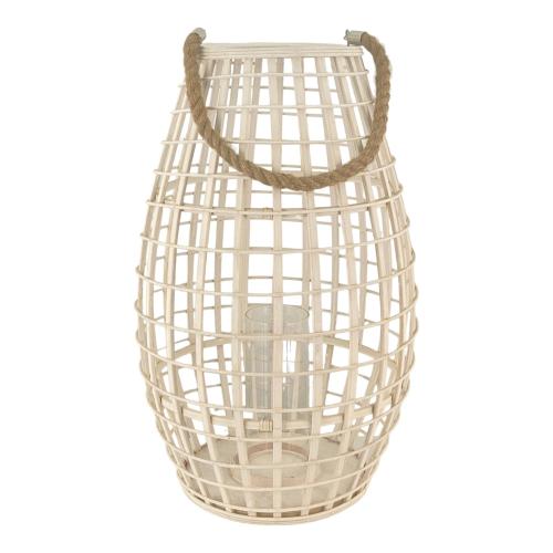 LANTERN BAMBOO LARGE W/GLASS TUBE POOL BLUE