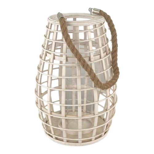 LANTERN BAMBOO SMALL W/GLASS TUBE POOL BLUE