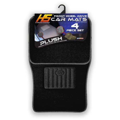 4-Piece Universal Black Plush Carpet Car Floor Mat Set