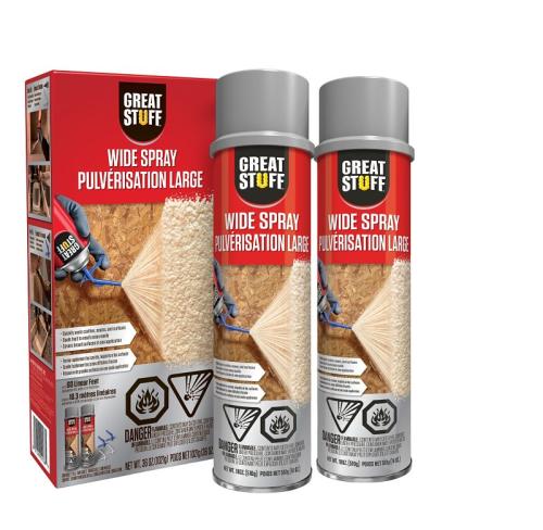Great Stuff Wide Spray Insulation Foam Sealant, 2-PK, Clear Amber, 18 oz Can